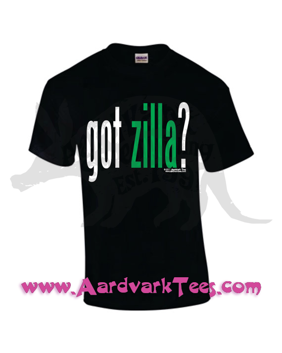 Got 'Zilla -  Hand-Printed T-Shirt, glow-in-the-dark Godzilla homage - Aardvark Tees - Tees that Please