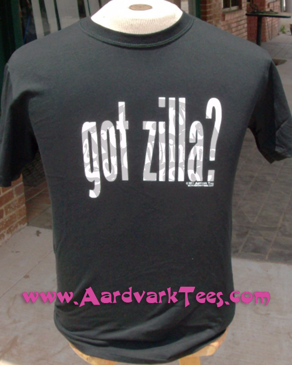Got 'Zilla -  Hand-Printed T-Shirt, glow-in-the-dark Godzilla homage - Aardvark Tees - Tees that Please