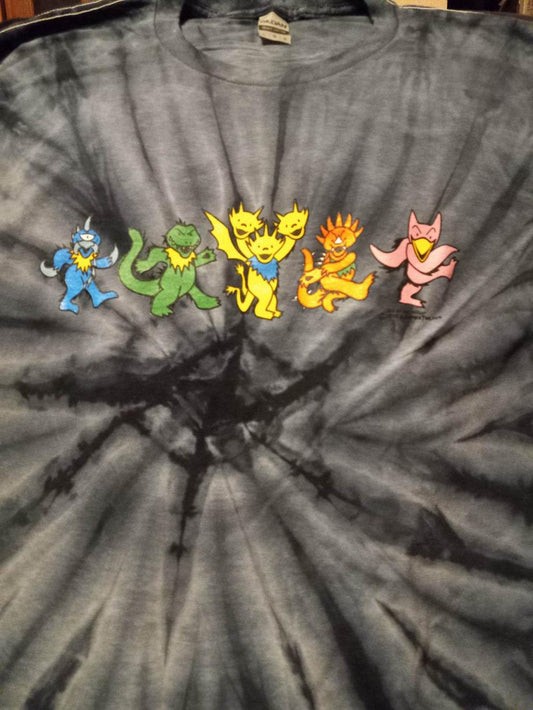 Dead Kaiju -- Gray tie dye  Grateful Dead Parody T-Shirt