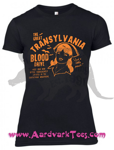 Just A Little Pinch!  Transylvania Blood Drive Kitschy Vempire Nurse Tee - Aardvark Tees - Tees that Please