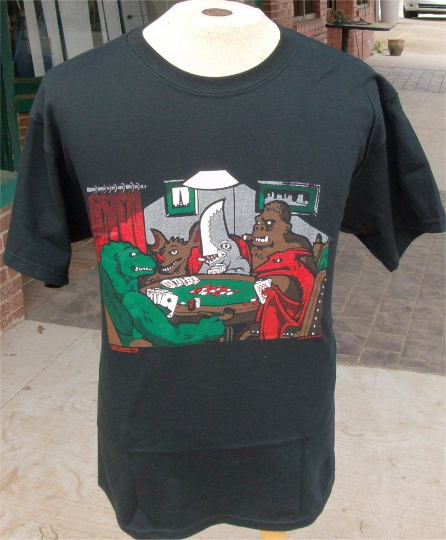 Kaiju Playing Poker - Kaiju Fan Tee - Aardvark Tees - Tees that Please
