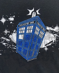 Whovian Space Police Box - Fans of the Doctor - Hand Printed T-Shirt - Aardvark Tees - Tees that Please